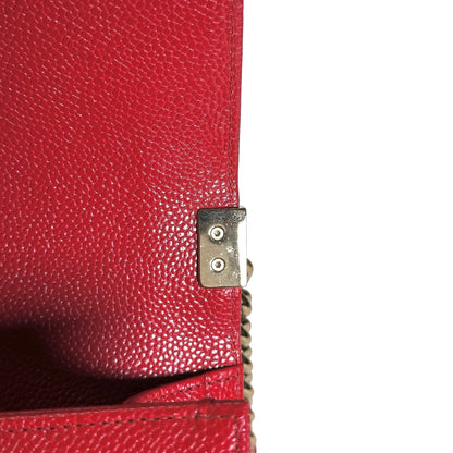 Used CHANEL Calfskin Boy Cross body bag Red GHW
