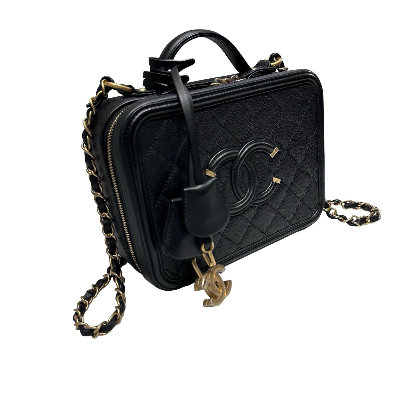 Used Chanel Vanity Case Chain Shoulder Bag Black GHW