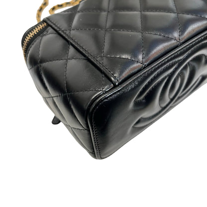 New Chanel 23P Vanity Case Long Box Top Handle Black GHW