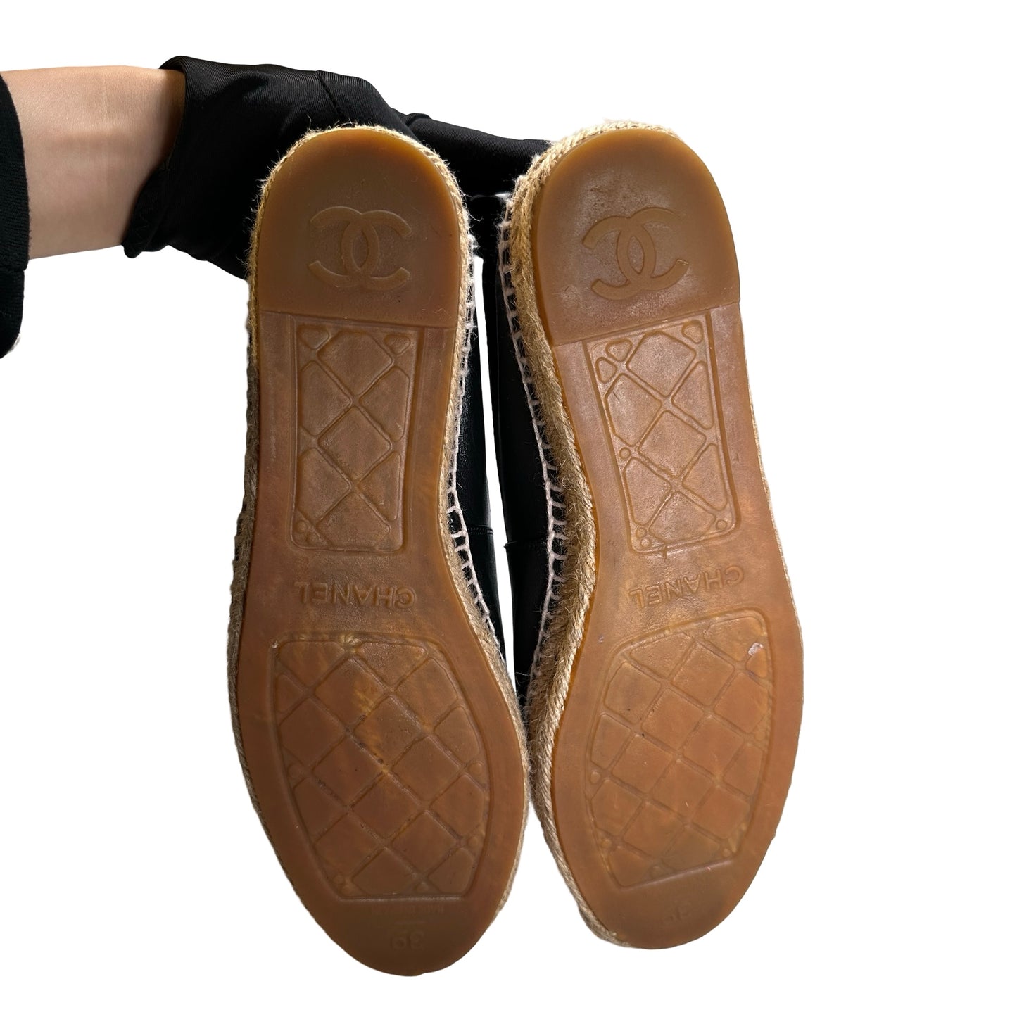 Used CHANEL Lambskin Espadrilles Shoes Black