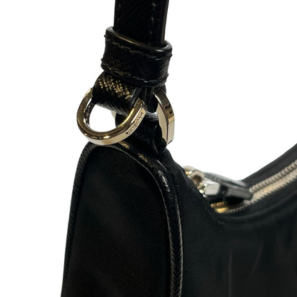 Used PRADA Re-Nylon Saffiano leather Re-Edition 2005 Shoulder Bag Black PHW