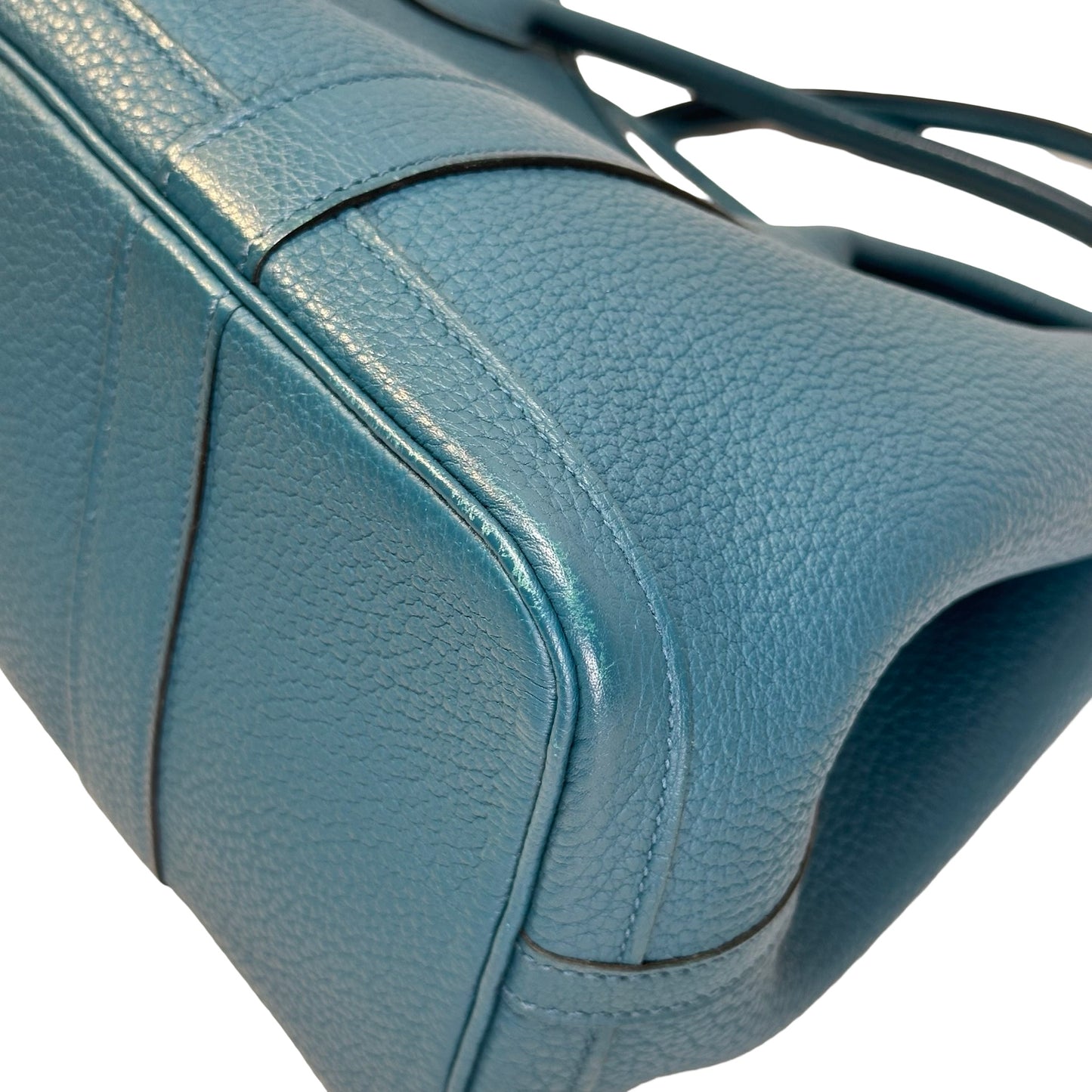 Used HERMES Leather Silver hardware Garden Party Tote Bag Blue Phe
