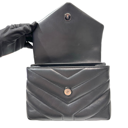 SAINT LAURENT Matelassé Calfskin Loulou Shoulder Bag Black