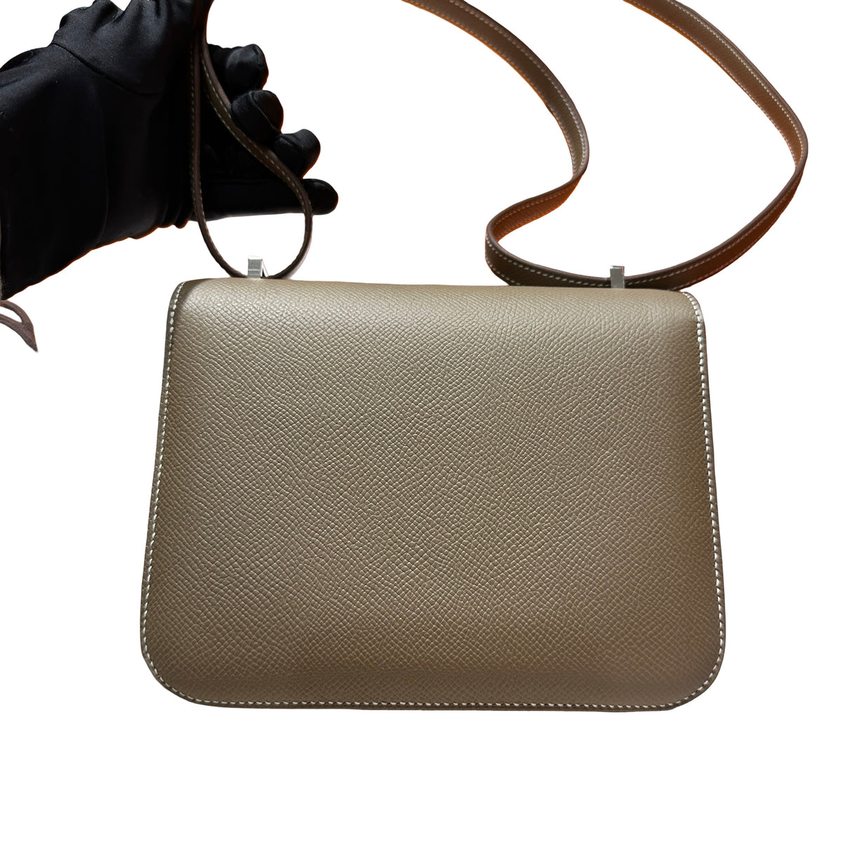Brand New HERMES Epsom Felt Constance Cross body bag Brown Beige
