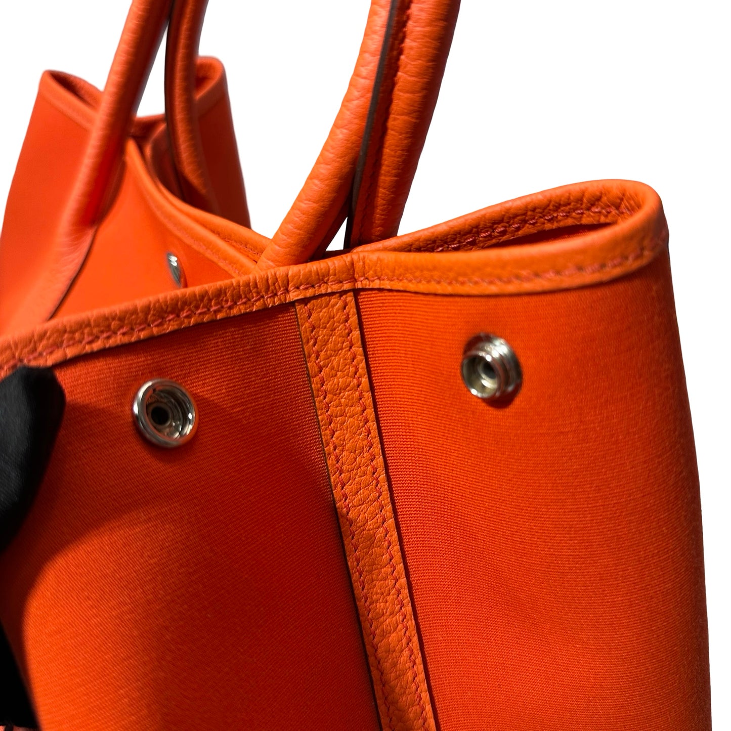 Used HERMÈS Canvas Garden Party 36 Tote Bag Orange (93) PHW