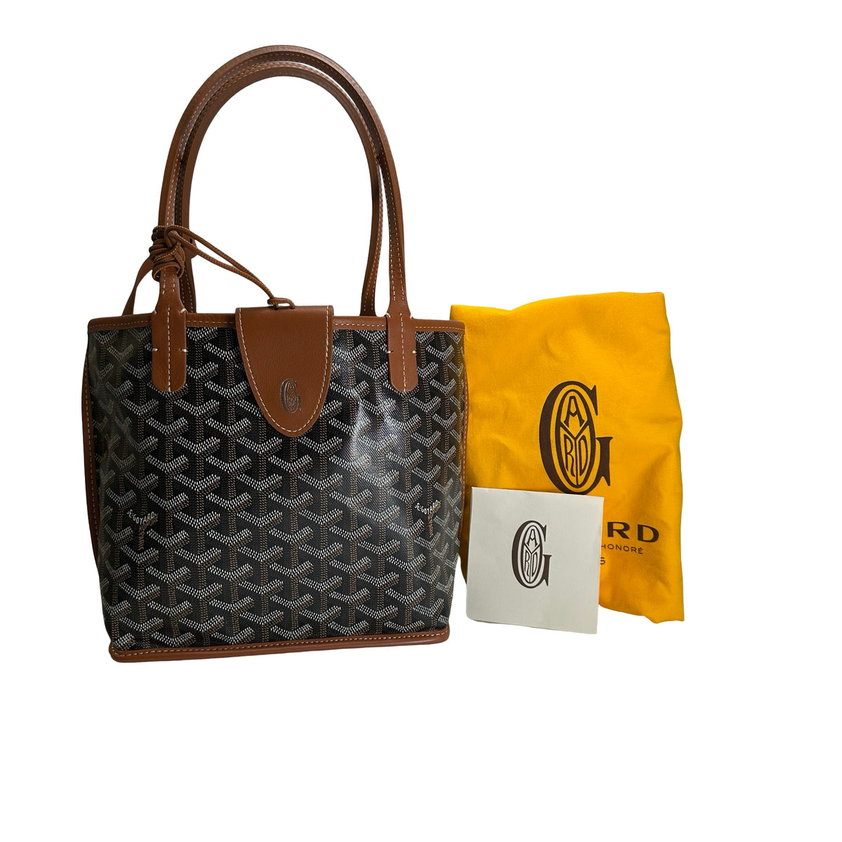 Used GOYARD Goyardine Canvas Artois Tote Bag Black Brown
