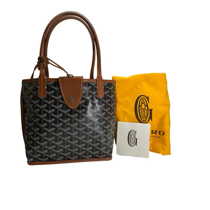 Used GOYARD Goyardine Canvas Artois Tote Bag Black Brown