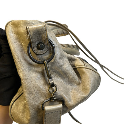 Used BALENCIAGA Leather Hardware City Bag Handbag Grey