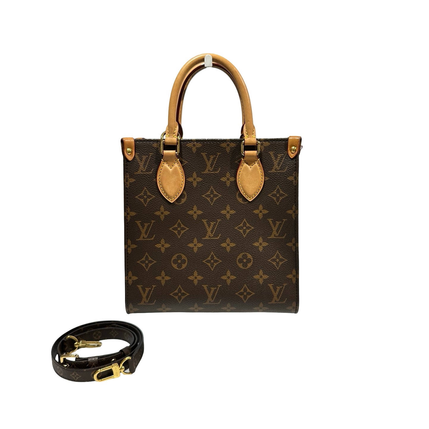 Used Louis Vuitton Monogram Coated Canvas Sac Plat BB Handbag Brown GHW