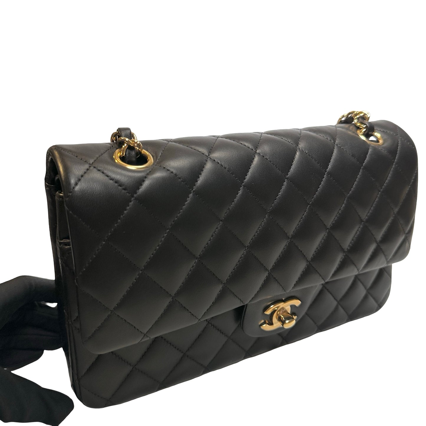 Used CHANEL Lambskin CF 25 Clambskin Chain Shoulder Bag Black