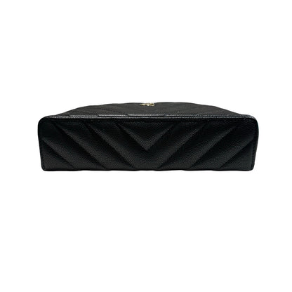 Unused CHANEL Calfskin Leather Vanity Case Cross Body Bag Black GHW