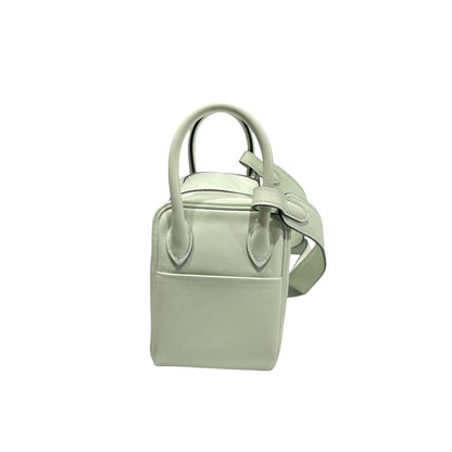 Unused HERMÈS Calfskin Leather Mini Lindy swift Shoulder Bag PHW Mint green