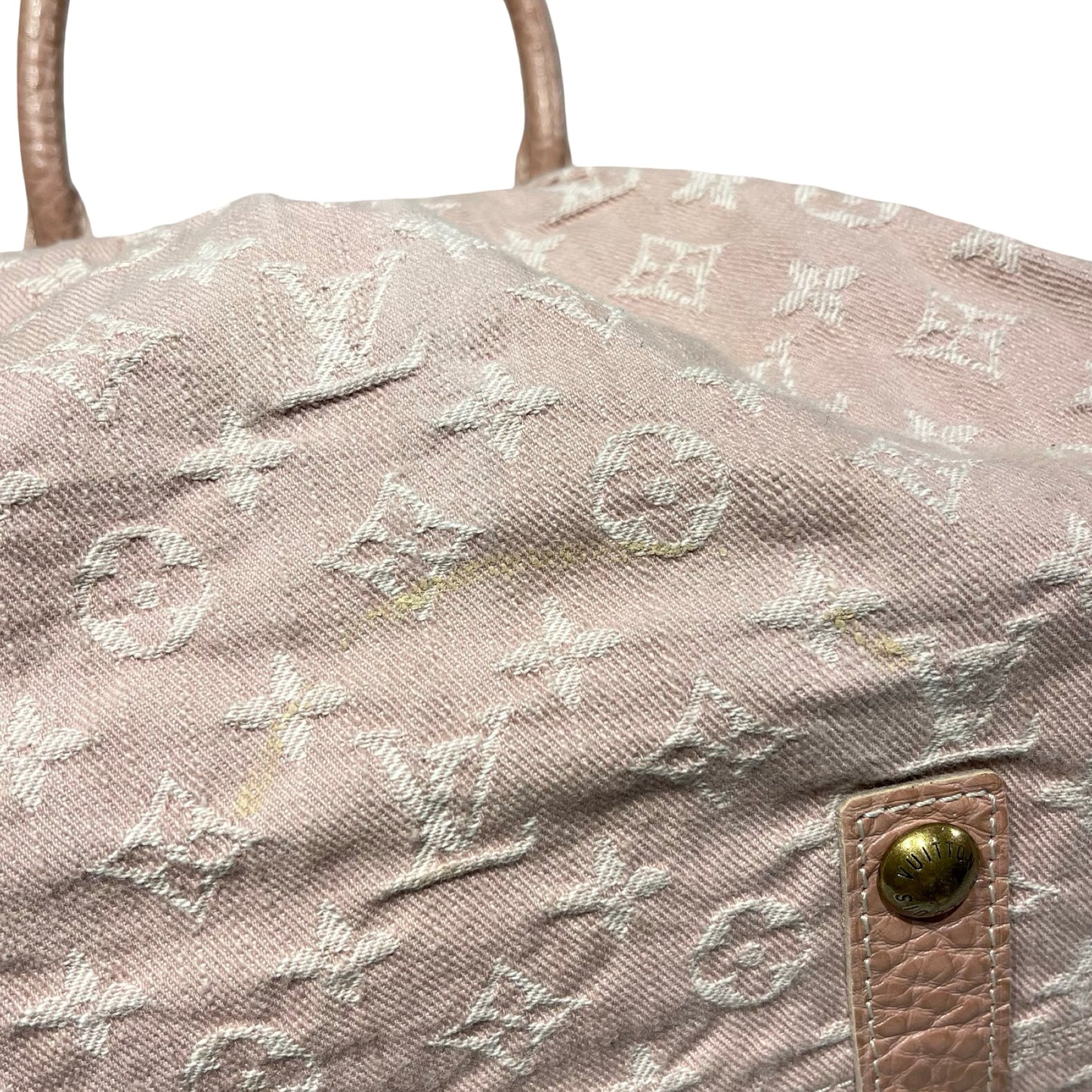 Used LOUIS VUITTON Monogram Denim Denim Pink Tote Bag Pink GHW