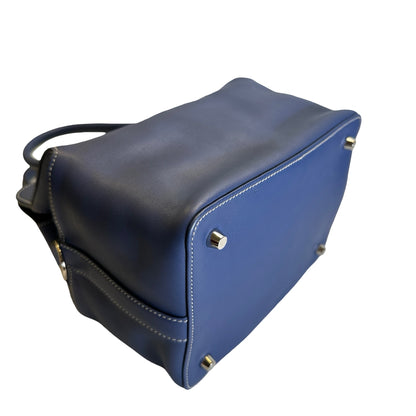 Used HERMES Leather Toolbox Handbag Blue