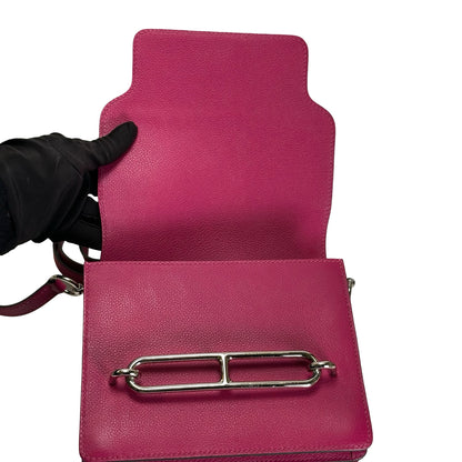 Used HERMES Leather Mini Roulis Crossbody Bag Purple PHW