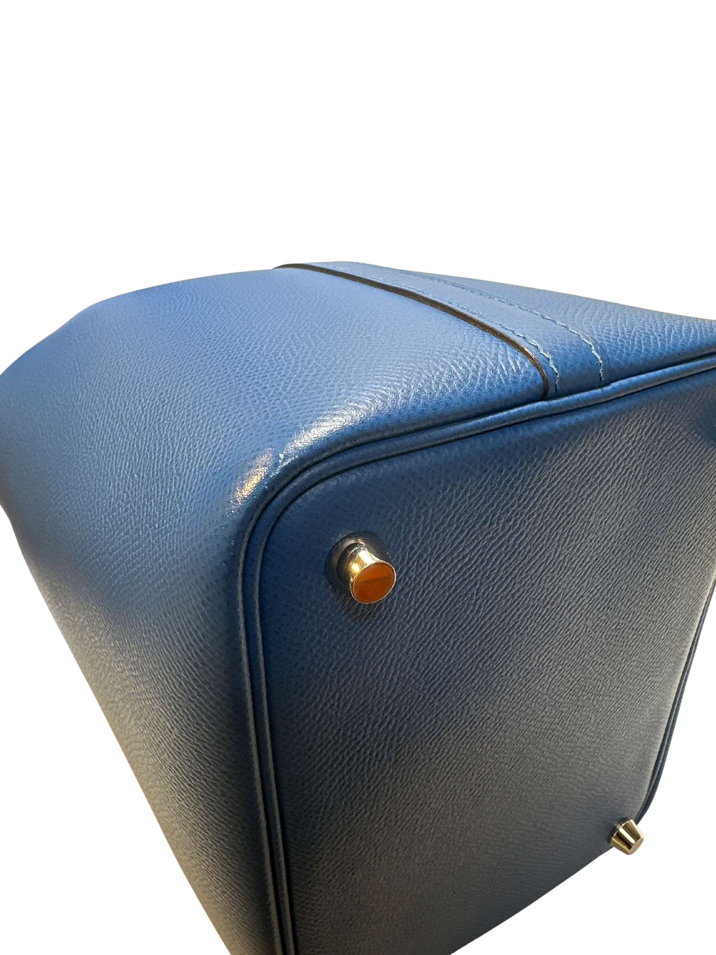 Used HERMES Epsom Picotin Lock Tressage Bucket Bag Blue PHW