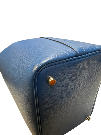 Used HERMES Epsom Picotin Lock Tressage Bucket Bag Blue PHW