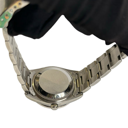 Used ROLEX Stainless Steel Diamond Bezel Oyster Perpetual Date Watch Silver Black