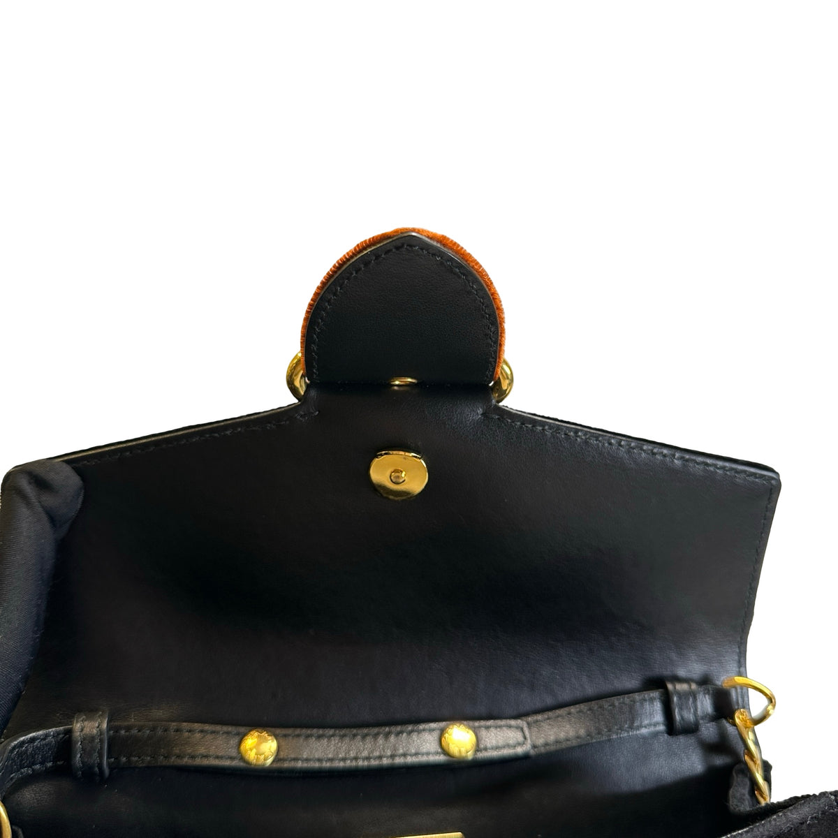 Used PRADA Velvet Velvet Buckle Bag Handbag Black Brown