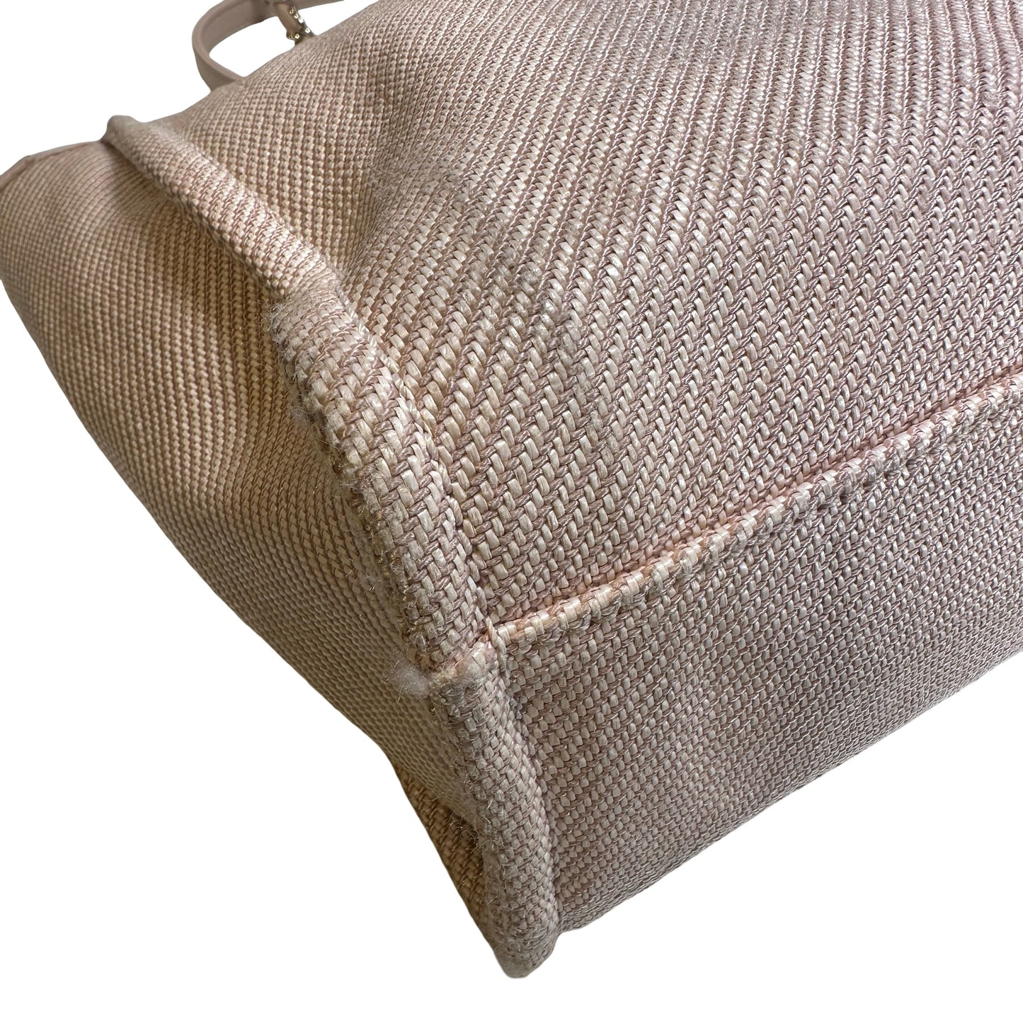 Used CHANEL Canvas Logo Deauville Tote Tote Bag Beige GHW