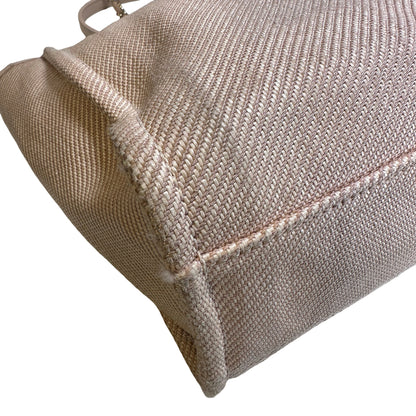 Used CHANEL Canvas Logo Deauville Tote Tote Bag Beige GHW