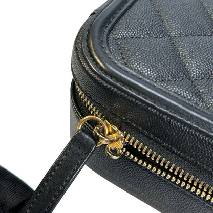 Used CHANEL Quilted Caviar CC Filigree Vanity Case Vanity case Black
