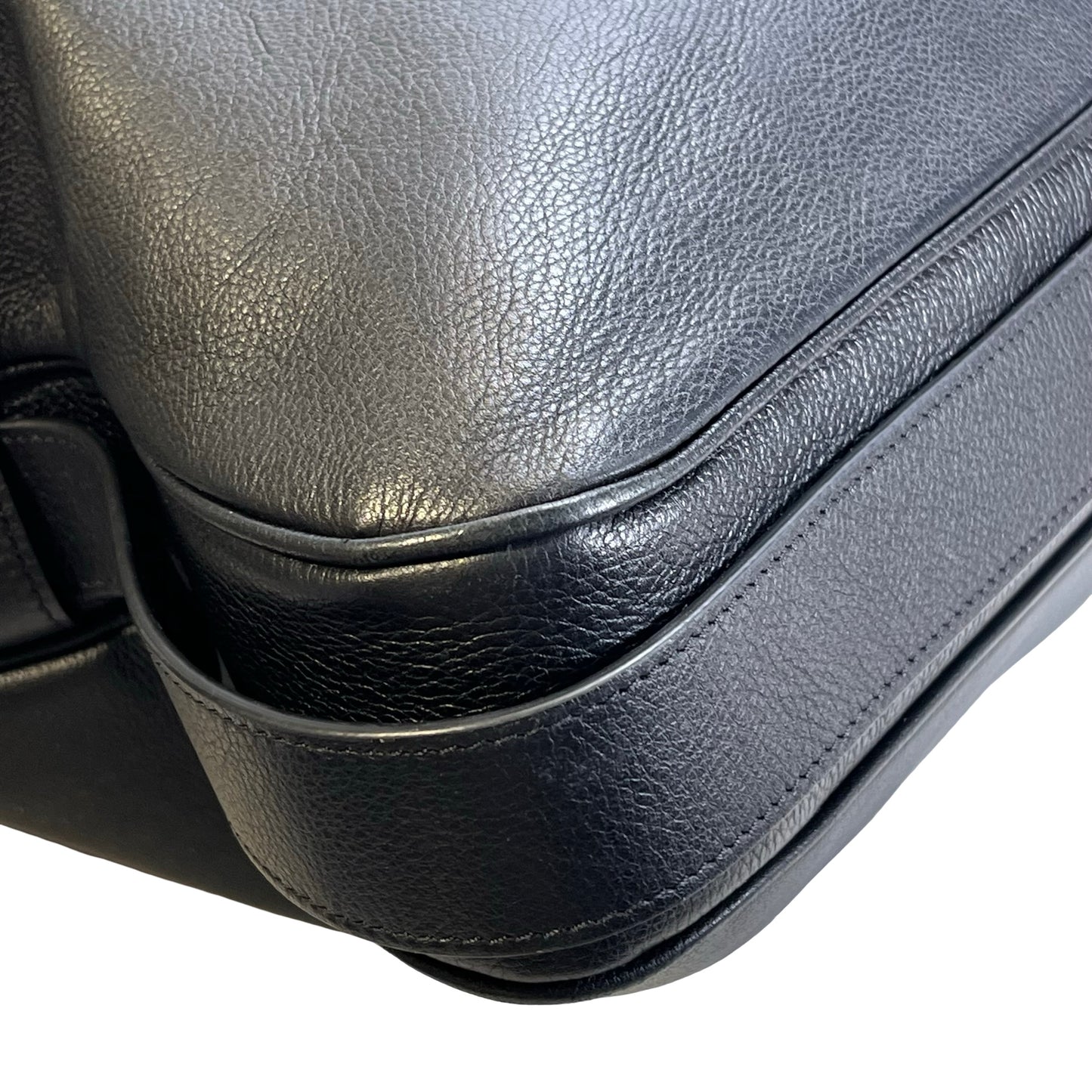 Used CELINE Leather Sangle Bucket Bag Shoulder Bag Black