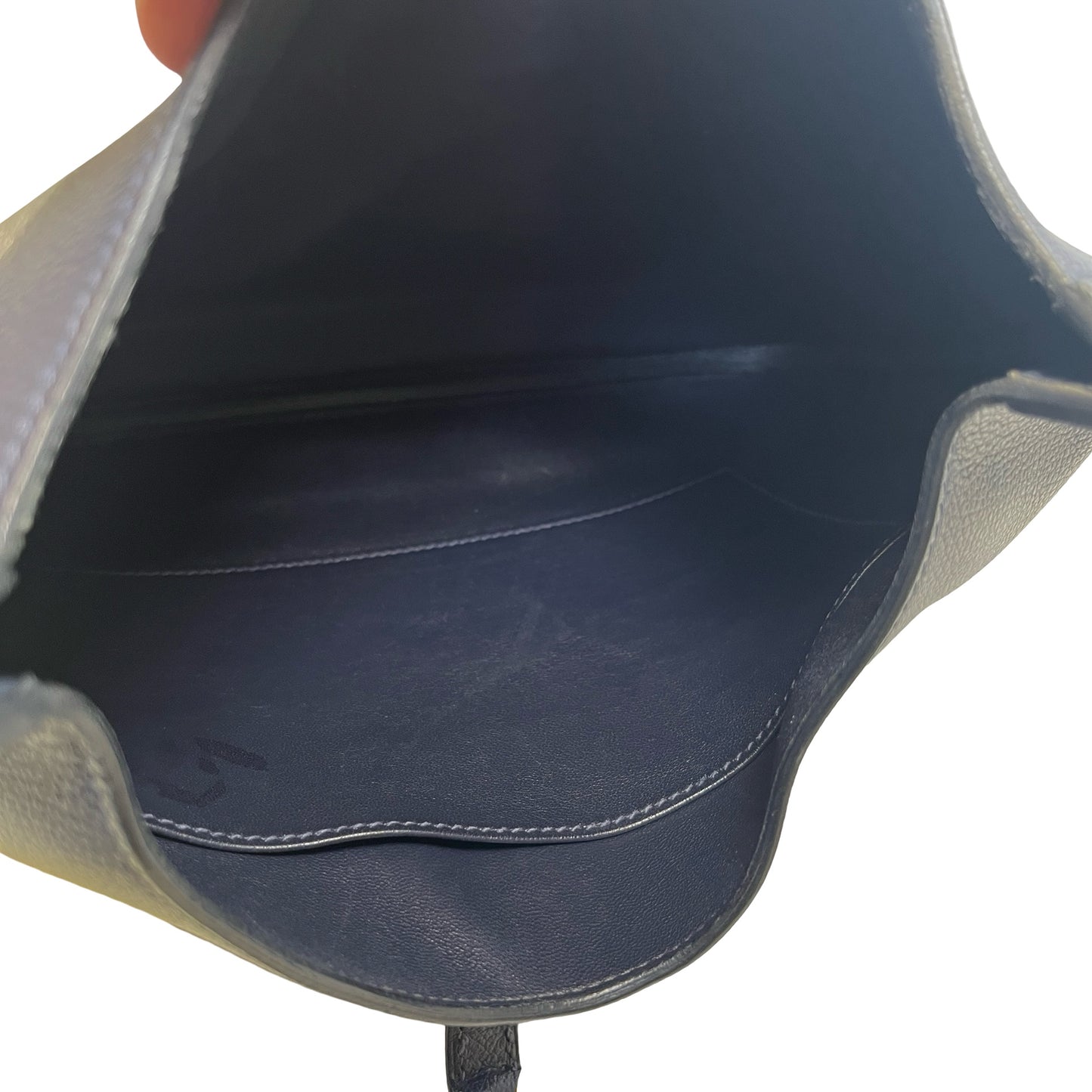 Used HERMES Leather Evelyne Shoulder Bag Navy