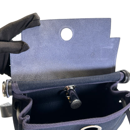 Brand New HERMES Canvas Leather Mini Herbag Handbag Navy PHW
