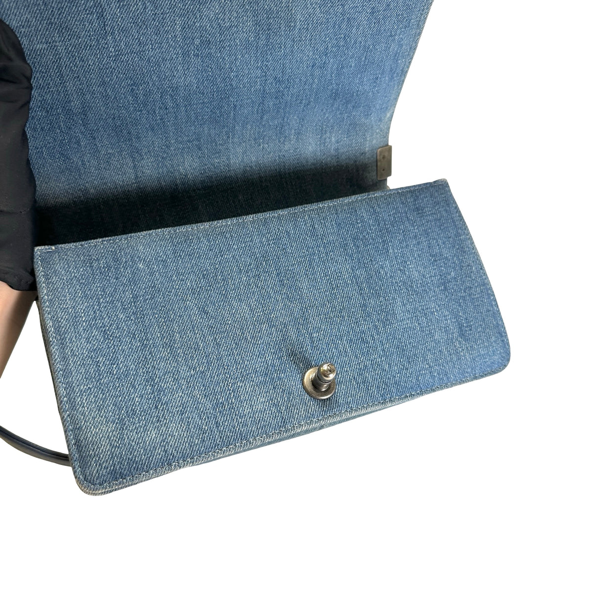 Used CHANEL Denim Boy Chain Shoulder Bag Blue