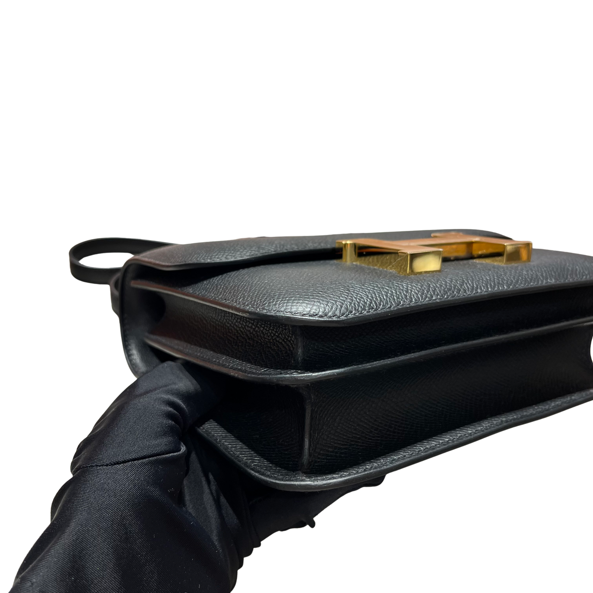 Brand New HERMES Epsom Constance Shoulder Bag Black Gold