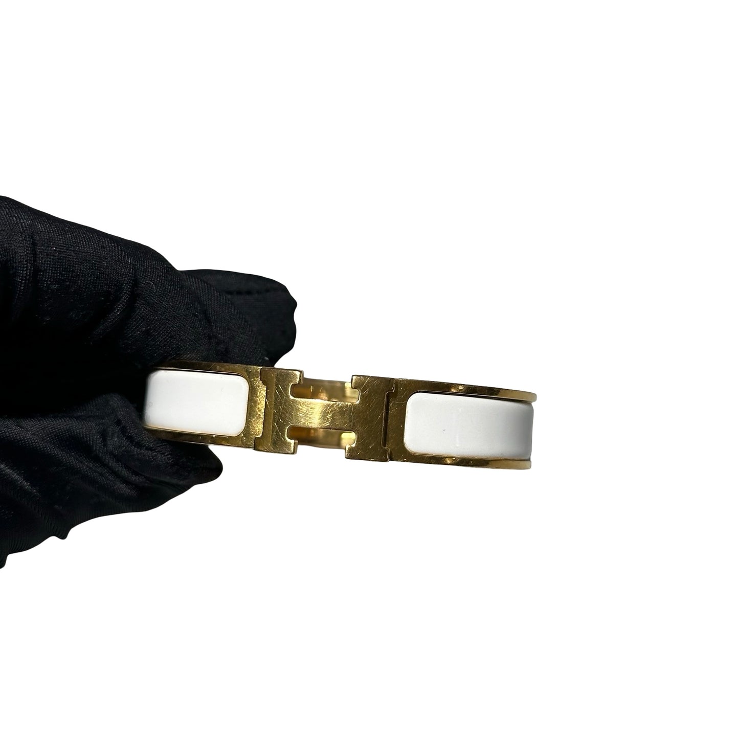 Used HERMÈS Mini Clic Kelly Bracelet Accessories White GHW