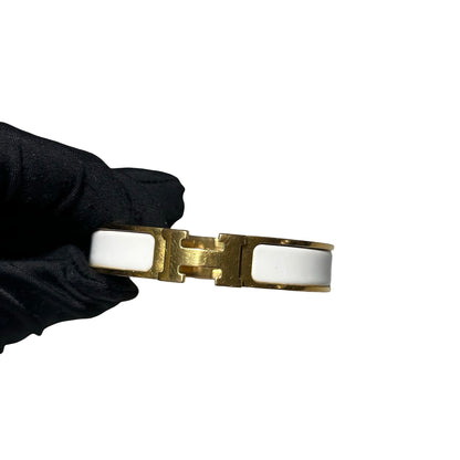 Used HERMÈS Mini Clic Kelly Bracelet Accessories White GHW