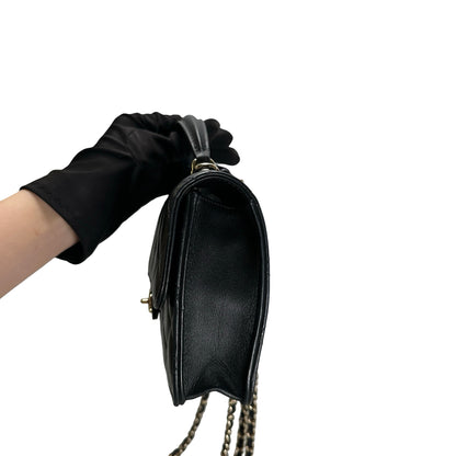 Used CHANEL Quilted Lambskin Trend CC Handbag Black Gold