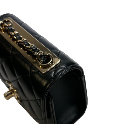 CHANEL Quilted Lambskin Trendy CC Square Clutch with Chain Mini Bag Black GHW