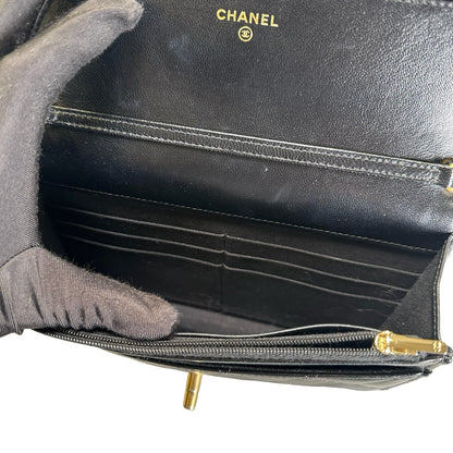 Used CHANEL Quilted Leather Wallet on Chain Wallet on chain Black Gold