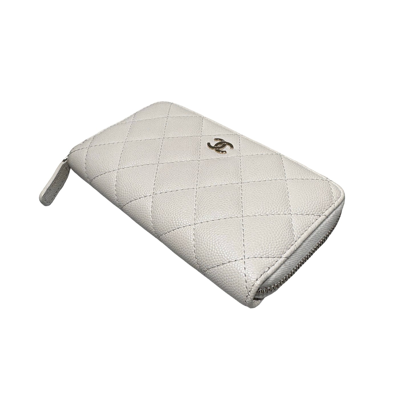 Used Chanel Wallet White GHW