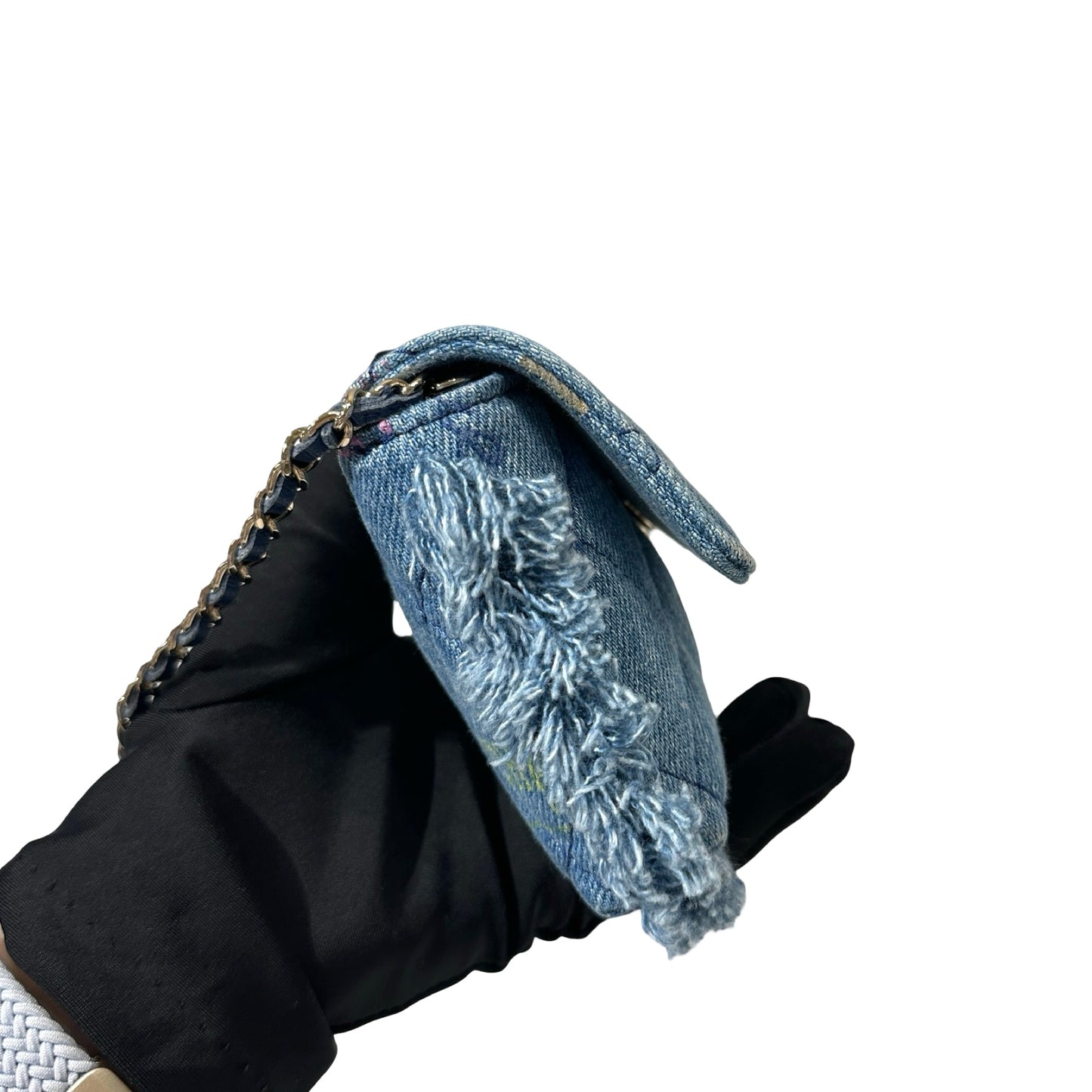 Used CHANEL Cross Body Bag Denim blue GHW