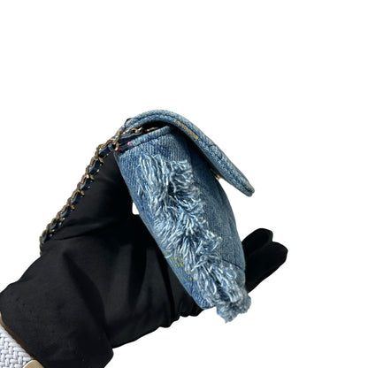 Used CHANEL Cross Body Bag Denim blue GHW
