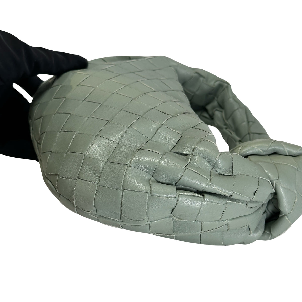Used BOTTEGA VENETA Lambskin Mini Jodie Handbag Green GHW