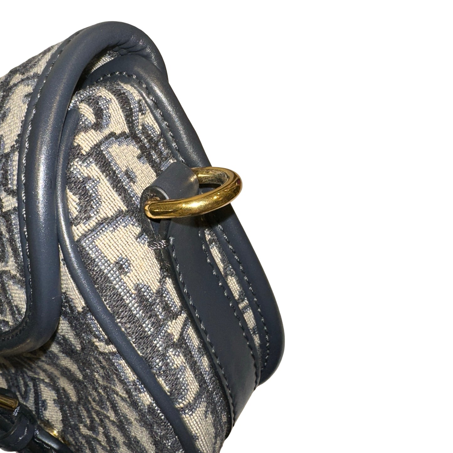Used DIOR Oblique Jacquard Bobby Shoulder Bag Blue Navy GHW