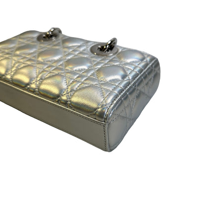 Used DIOR Cannage Lady D-Joy Handbag Silver
