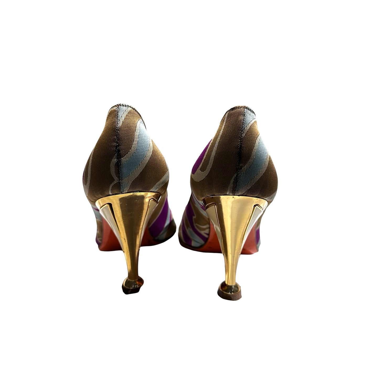 Used Fendi Heels Heels Gold Beige Purple Blue
