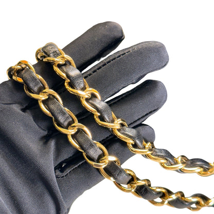 Used CHANEL Quilted Lambskin Classic Flap Chain Shoulder Bag Black Gold
