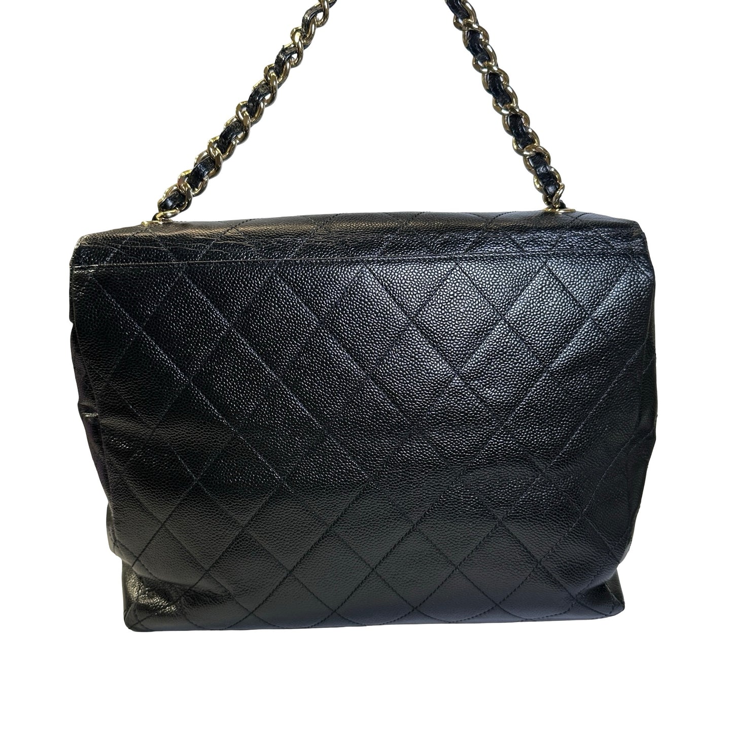 Used CHANEL Caviar Quilted Jumbo Tote Bag Shoulder Bag Black