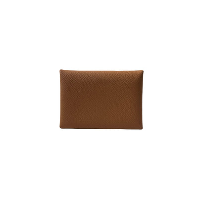 New HERMÈS Calvi Duo Card Holder Brown