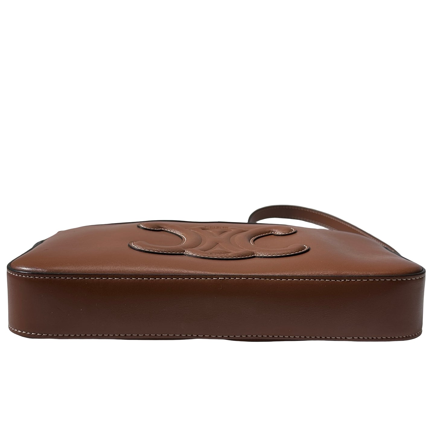 CELINE Smooth Calfskin Triomphe Hobo Camera Bag Brown