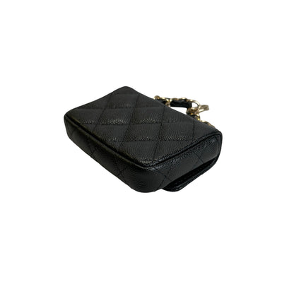 Used CHANEL Quilted Caviar Mini Flap Bag Mini Bag Black Gold Hardware
