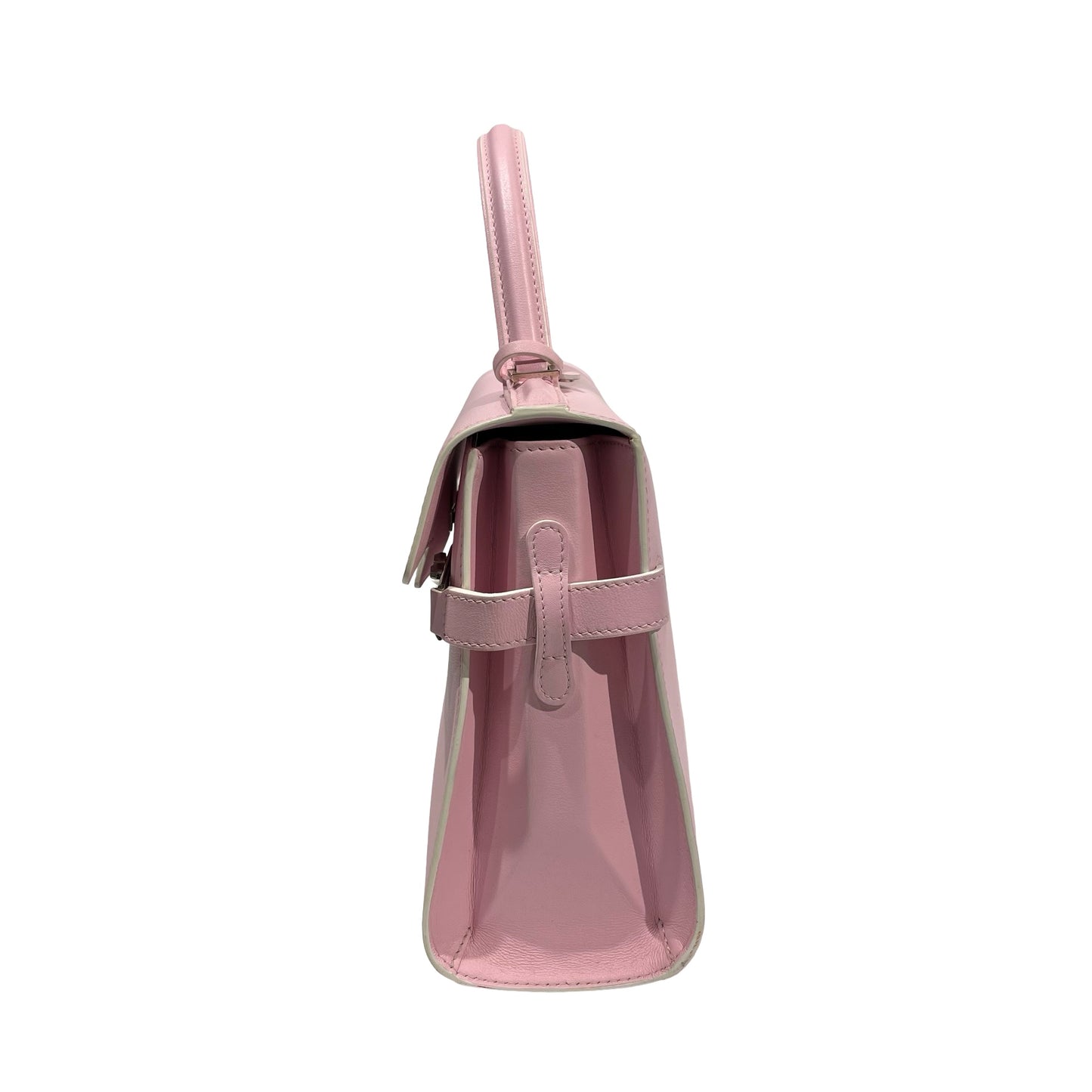 Used DELVAUX Calfskin Leather Tempete MM Shoulder Bag Pink GHW