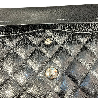 Used Chanel Caviar Leather Jumbo Shoulder Bag Black PHW